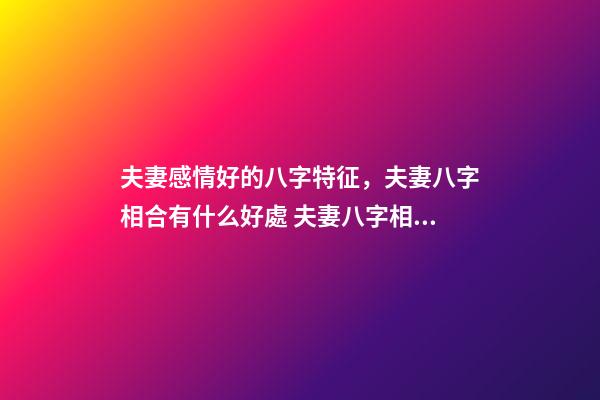 夫妻感情好的八字特征，夫妻八字相合有什么好處 夫妻八字相合有什么好處-第1張-觀點-玄機派